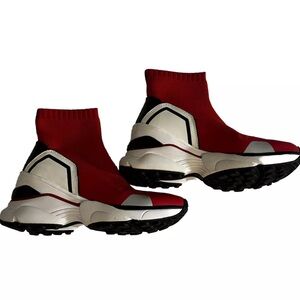 MICHAEL KORS Mickey Sneakers Booties Red White womens size 6 Shoes WORN ONCE